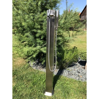 Brushed steel solární nerezová sprcha Max hranatá 16 litrů